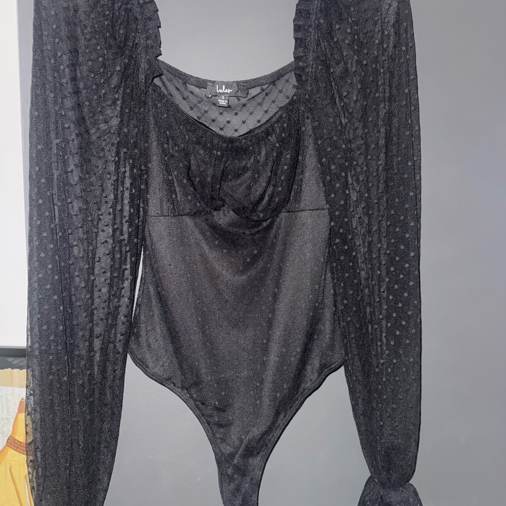 Lulu's Black Sheer Bodysuit Top